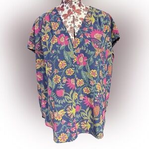 NWT Reitmans Plus Size Blue Floral Blouse Top XXL